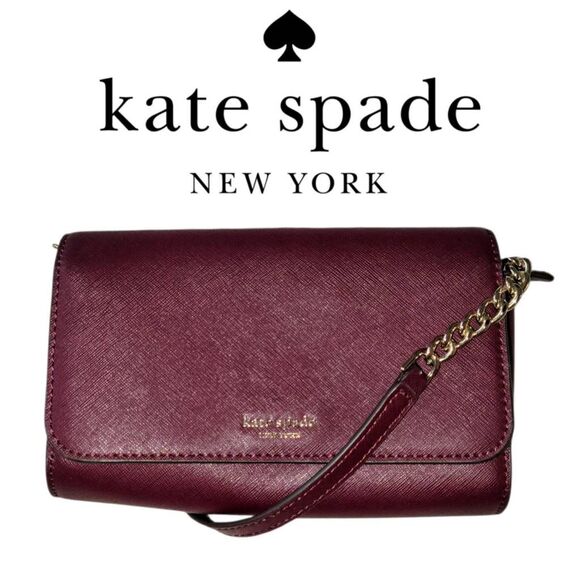 Kate Spade New York Cherry Juice Leather Ava Flap Chain Wallet Crossbody Bag - Picture 12 of 12